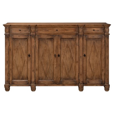 Percy Updated Traditional Brown Pine Wood Sideboard