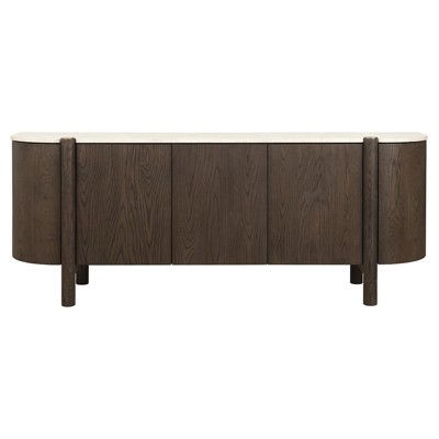 Maui Modern Classic Cream Marble Dark Brown Oak Sideboard