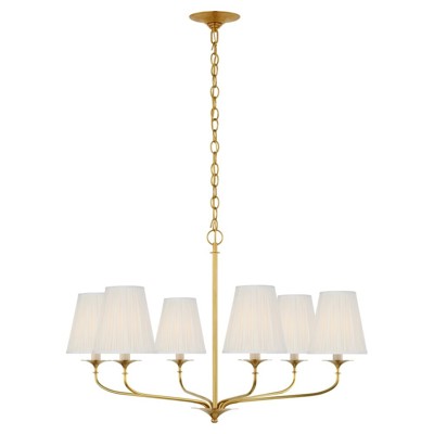 Visual Comfort Knox White Silk Pleated Antique Brass Shaded
