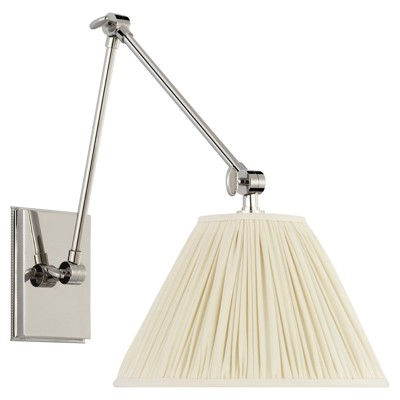 Visual Comfort Signature Collection MF2201PN-SP Marie Flanigan Wimberley LED 9 inch Polished Nickel Double Arm Sconce Wall Light in Silk Pleated