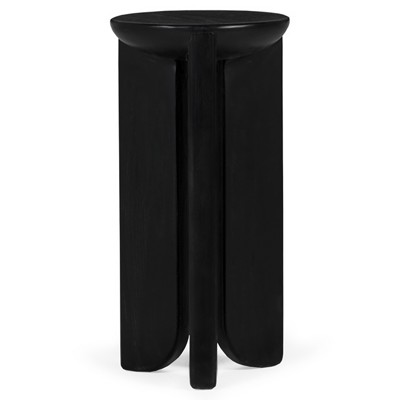 Carter Rustic Lodge Black Oak Wood Round Side Table - Large