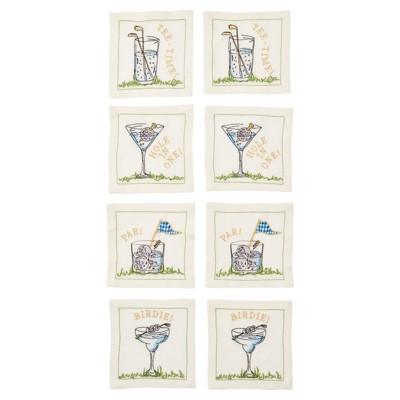 Tee Time Modern Classic White Cocktail Napkin - Set of 6