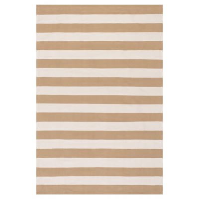 Seamus Coastal Khaki Striped Performance Indoor Outdoor Rug - Sample