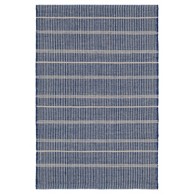 Amiel Coastal Navy Striped Patterned Performance Indoor Outdoor Rug - Sample