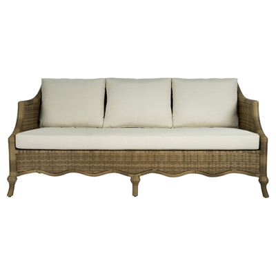 Clara Coastal Beach Brown Rattan Outdoor Sofa - 76"