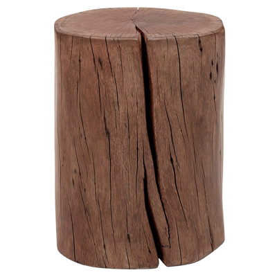 Luna Rustic Lodge Brown Wood Stump Drum Side Table