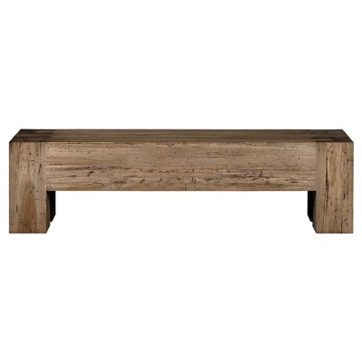 Oliver Rustic Lodge Brown Oak Entryway Bench - 70"