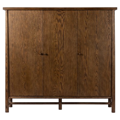 Wells Dark Toasted Oak Veneer Brown Wood Accent Chest