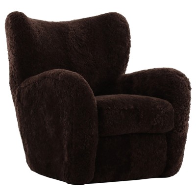 Clemmie Modern Classic Dark Brown Shearling Arm Chair
