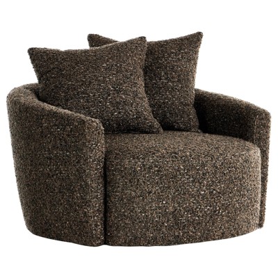 Louisa Modern Classic Brown Boucle Swivel Chair