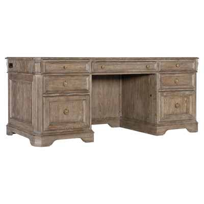 Michael Updated Traditional Brown Oak Executive Desk