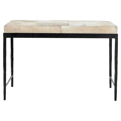 Alder Modern Classic Cream Hair on Hide Rectangular Ottoman