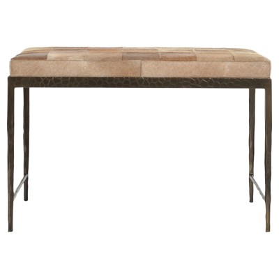 Alder Modern Classic Brown Hair on Hide Rectangular Ottoman
