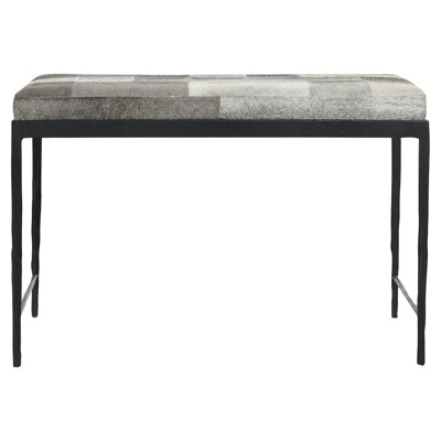 Alder Modern Classic Grey Hair on Hide Rectangular Ottoman