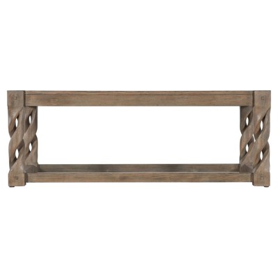 Camila Updated Traditional Brown Pine Wood Rectangular Coffee Table
