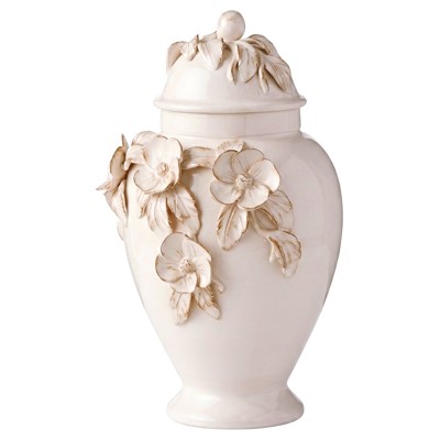 Arezzo French Country White Glazed Ceramic Ginger Jar