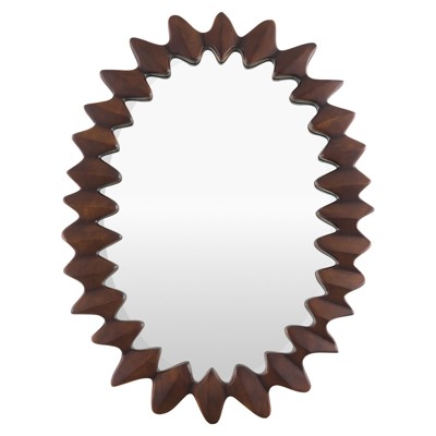 Nadia Traditional Brown Mango Wood Wavy Wall Mirror - 30"