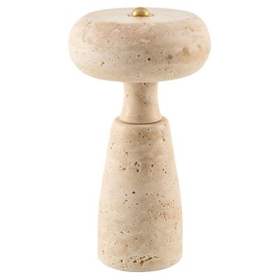 Palermo Coastal Beach Beige Travertine Cordless Table Lamp