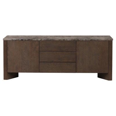 Klement Rustic Lodge Grey Marble Brown Oak Media Console - 72"