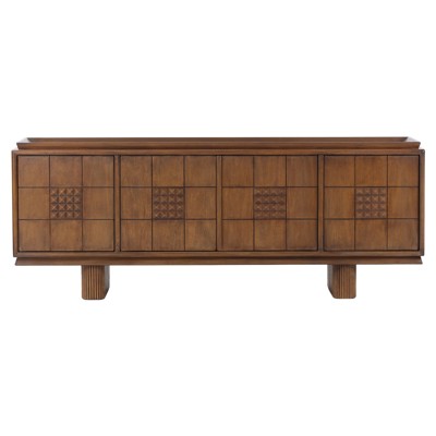Zack Rustic Lodge Brown Oak Wood Media Console - 78
