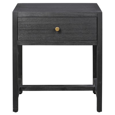 Timmy Rustic Lodge Black Acacia Wood Small Nightstand
