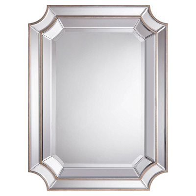 John-Richard Antoinette Regency Double Tiered Beveled Edge Silver Wall Mirror