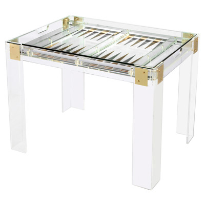 Pierre Modern Acrylic Brass Hinge Backgammon Table