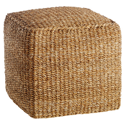 Zuri French Country Thick Cushion Woven Seagrass Square Pouf