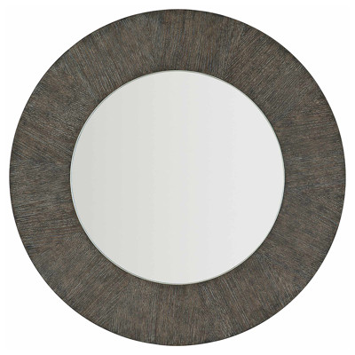 Landon Modern Masculine Charcoal Brown Wood Round Wall Mirror
