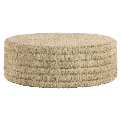 Paula Coastal Beach Brown Woven Pandan Rope Drum Round Coffee Table
