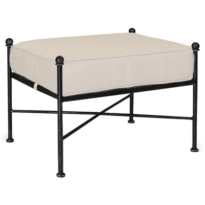 Aurore French Beige Cushion Metal Outdoor Rectangular Ottoman