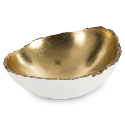 Janet Modern Gold Interior White Shallow Broken Egg Decorative Bowl