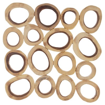 Runa Natural Chamcha Wood Square Wall Sculpture - Large