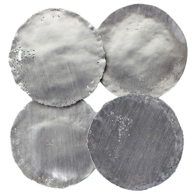 Antigone Silver Leaf Round Resin Wall Sculptures - Set of 4