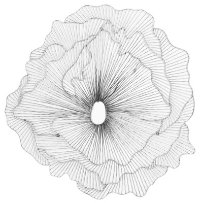 Cadmus Modern Silver Reclaimed Metal Wire Flower Wall Sculpture