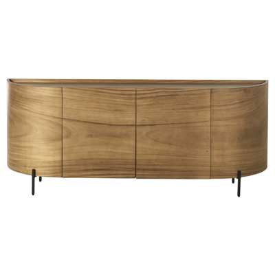 Khalil Rustic Lodge Light Brown Wood Bronze Iron Curved Sideboard