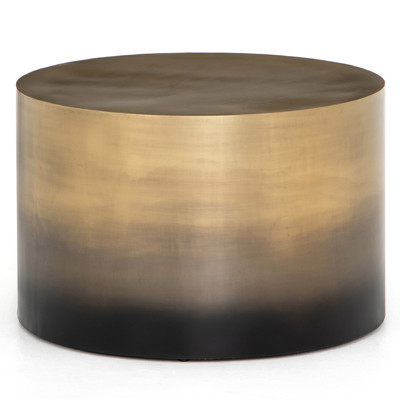 Maddux Modern Classic Antique Brass Ombre Iron Cylinder Round Coffee Table