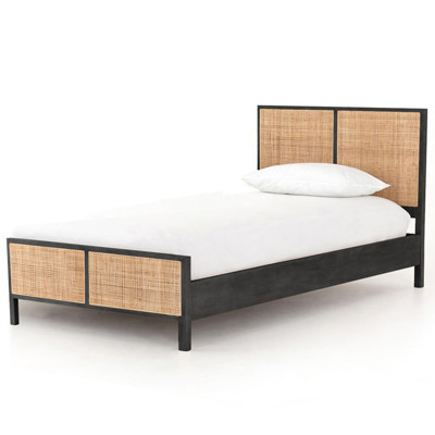 Prescott Sydney Black Wash Natural Cane Mango Wood Twin Panel Bed