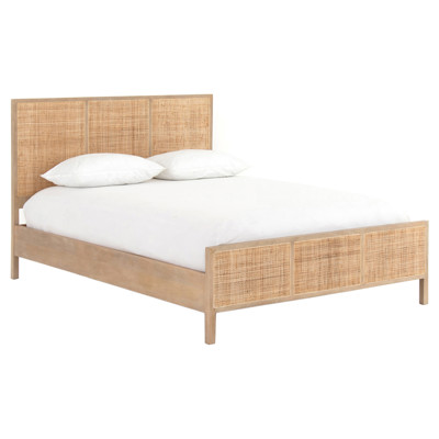 Rhian Coastal Beach Natural Woven Cane Mango Wood Bed - Queen