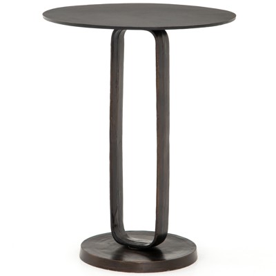 Sam Modern Classic Brown Aluminum Round Side End Table
