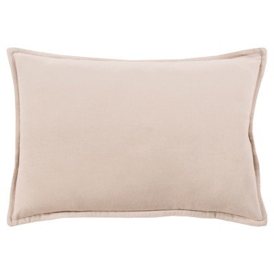 Anika Modern Classic Light Beige Velvet Flange Down Lumbar Pillow - 13x19