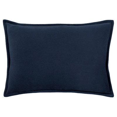 Anika Modern Classic Navy Blue Velvet Flange Down Lumbar Pillow - 13 x 19