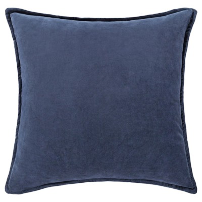 Anika Modern Classic Blue Velvet Flange Down Pillow - 20x20