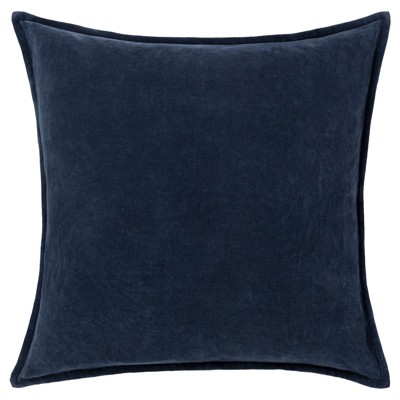 Anika Modern Classic Navy Blue Velvet Flange Down Pillow - 22x22