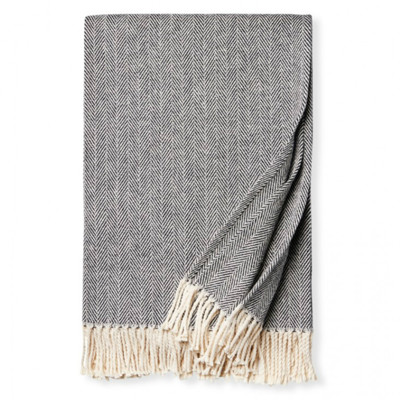 Sferra Modern Celine Black Cotton Throw Blanket