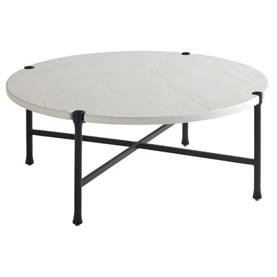 Pavlova Soft Ivory And Slightly Textured Graphite Outdoor Round Cocktail Table