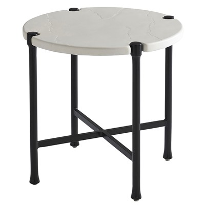 Pavlova Soft Ivory And Slightly Textured Graphite Outdoor Round End Table