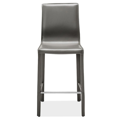 Jada Modern Classic Grey Leather Upholstered Iron Counter Stool