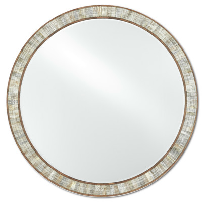 Felice Modern Classic Natural Bone Brown Wood Round Wall Mirror