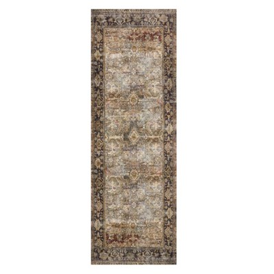 Zethan Global Bazaar Olive Brown Patterned Rug - 2'x5'